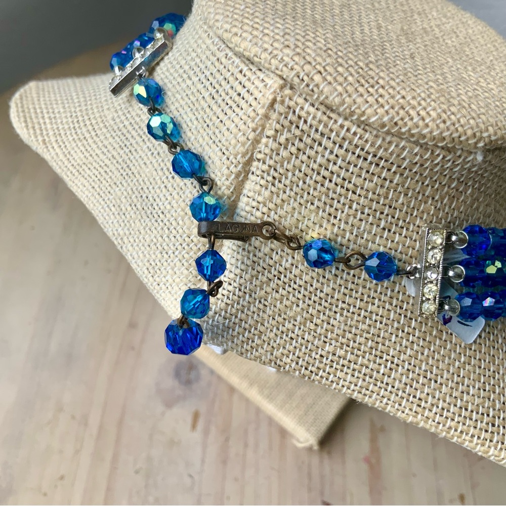 Elegant, Three Piece, LAGUNA, Blue Aurora Borealis Crystal Necklace Set - Picture 5 of 9